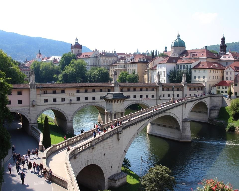 Historische Brücken in Ljubljana, Slowenien