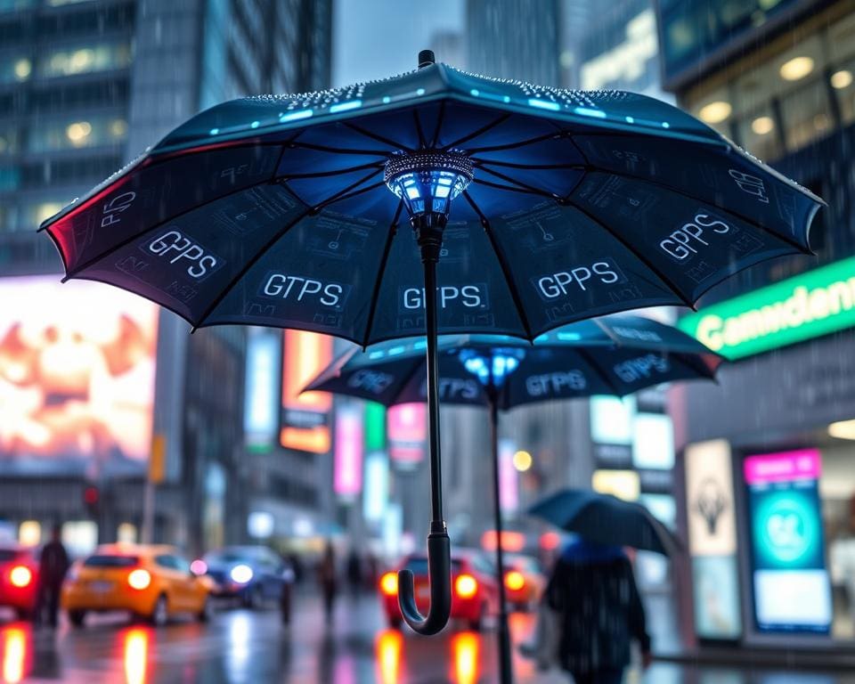 Innovative Regenschirme mit Standortbestimmung