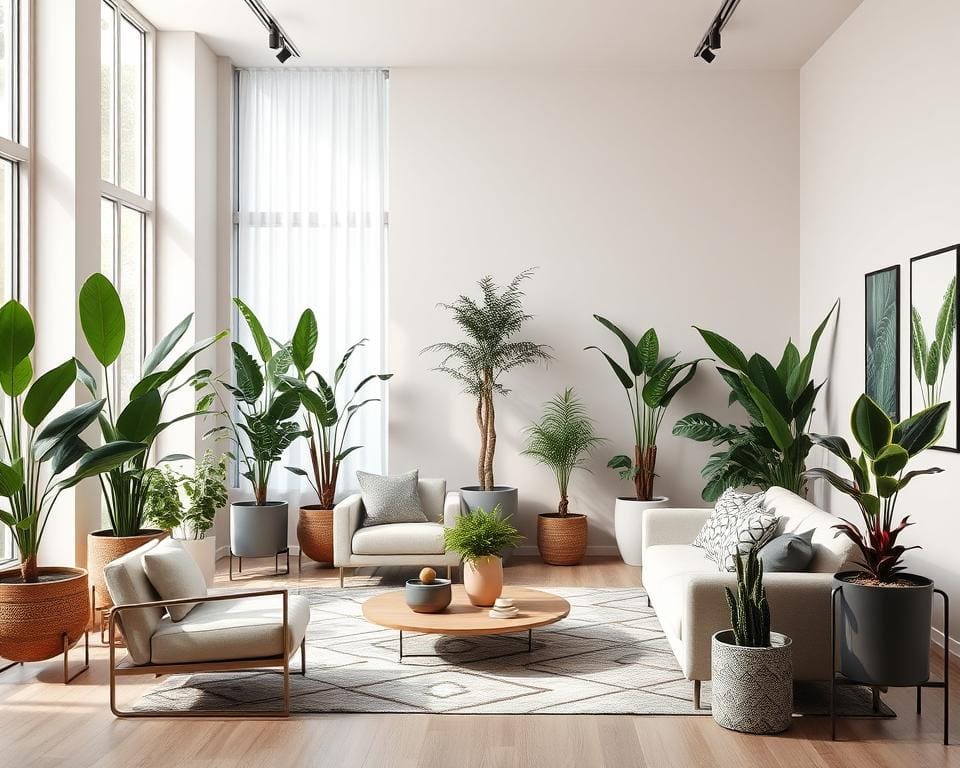 Moderne Pflanzenarrangements für Wohnzimmer