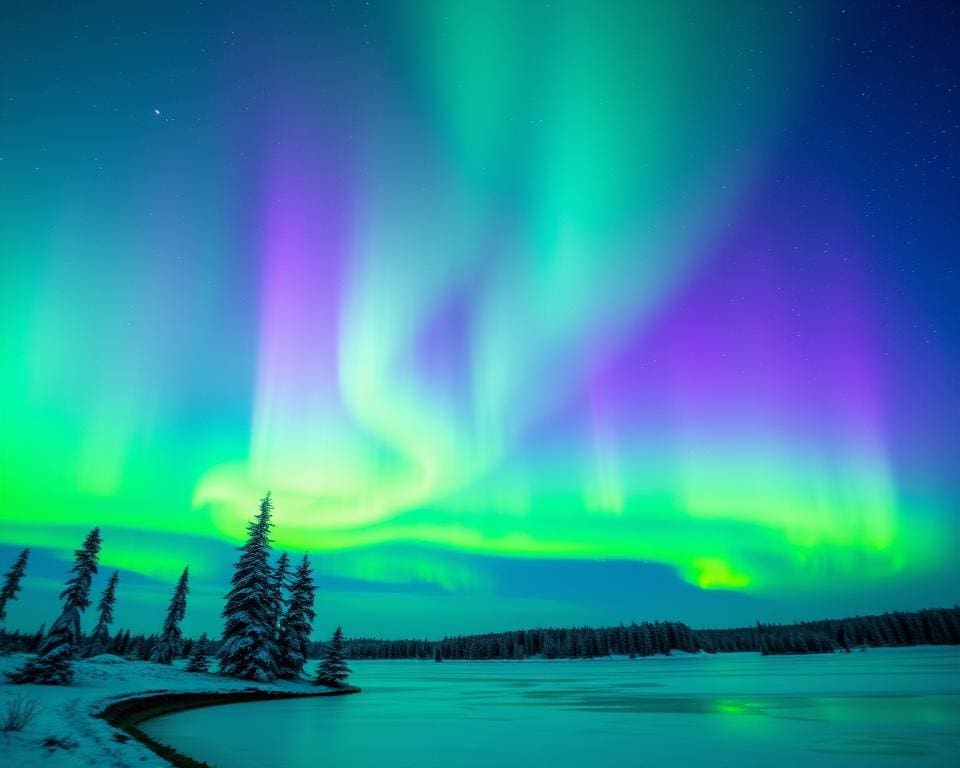 Polarlichter in Yellowknife, Nordwest-Territorien
