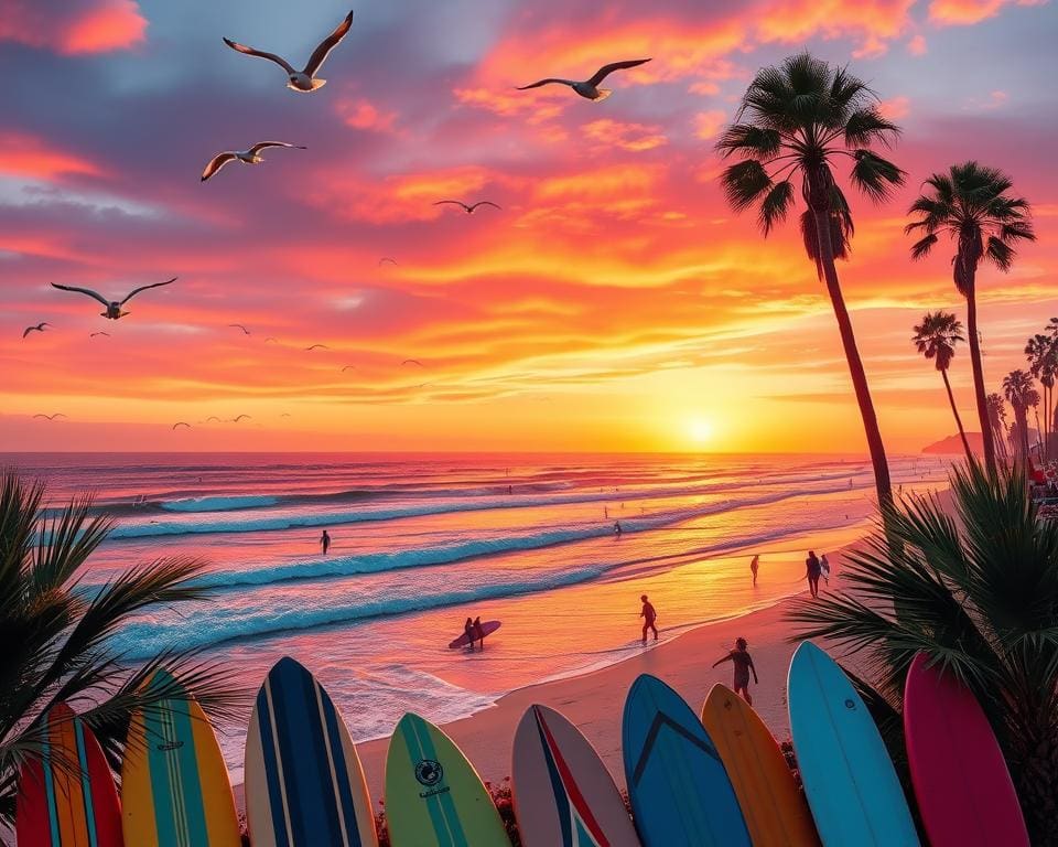 Surfen in Santa Monica, Kalifornien