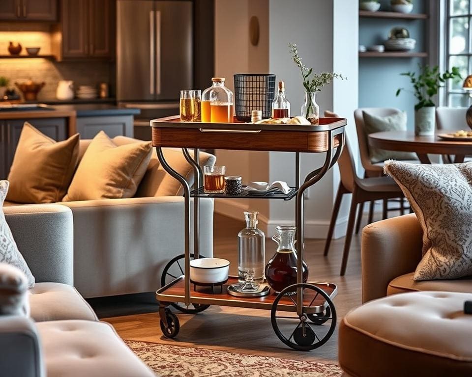 Rollbare Servierwagen für Wohnzimmer und Küche