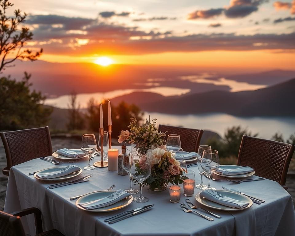 Romantisches Abendessen mit Aussicht